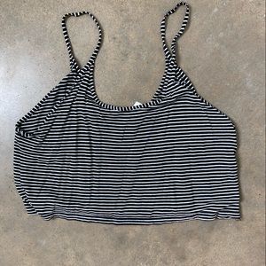 Black and white striped H&M loose crop top in size small
